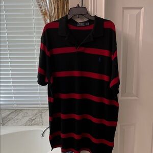 Polo by Ralph Lauren Men's Black and Red Striped Polo
